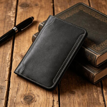 (Black) Full Grain Leather Passport Holder Premium Genuine Leather Travel Document Organizer Case
