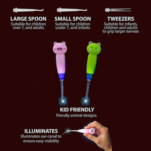 Ear Wax Removal Tool for Kids with Led Light, Remove Ear Wax with Led Light for Easy Access 2pack 2