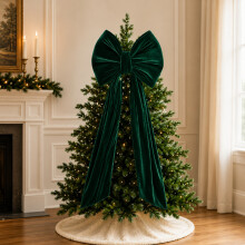 20 x 63 Zoll große Samt-Weihnachtsschleifen – Riesige Baumspitze, Kranz, Wand- und Hintergrunddekoration für Zuhause, Partys