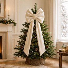 20 x 63 Zoll große Samt-Weihnachtsschleifen – Riesige Baumspitze, Kranz, Wand- und Hintergrunddekoration für Zuhause, Partys