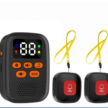 Draadloze oproepknop voor verzorgers van ouderen, pager voor verzorgers met trilfunctie en alarmknop.