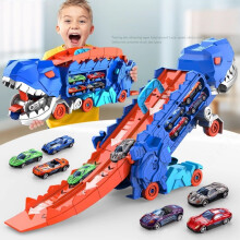 Dinosaurussentransportwagen – Speelgoedtransportwagen – 8 voertuigen – Rood – Geschikt voor kinderen vanaf 3 jaar