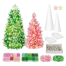 DIY Bead Christmas Tree Kit 3D Pearl Crystal Beaded Handmade Set for Tabletop Christmas Home Decoration