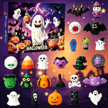 Halloweensky adventný kalendár Squishy Blind Box, 24-dňová hračka na odbúranie stresu, halloweenski darček pre deti