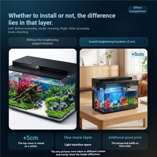 For Mijia  Fish Tank 2 Pro 5cm Height-Adjustable Bracket with Honeycomb Perforated Surround Panel (3D Printed) 2