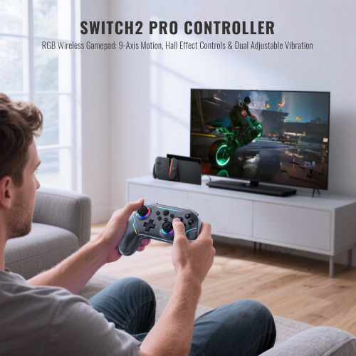 (Black) Draadloze Switch 2 Pro Controller voor Nintendo Switch 2, Hall Joystick 9-Axis RGB 1