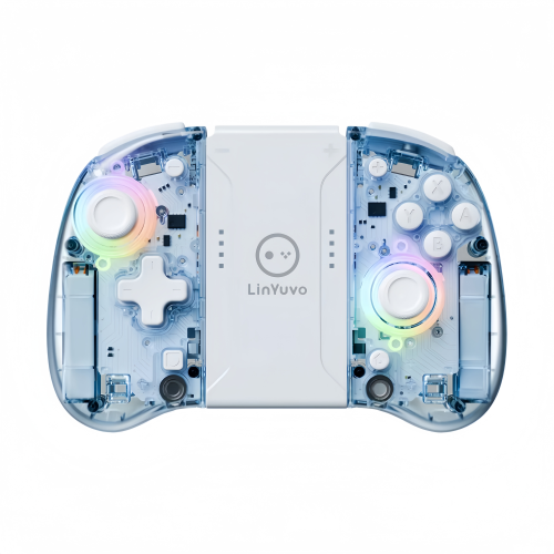 (Transparent Blue) Draadloze Switch Controller Split Pad voor Nintendo Switch OLED Lite, RGB Turbo Motion