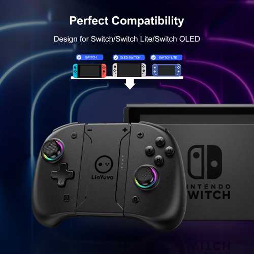 (Transparent Pink) Draadloze Switch Controller Split Pad voor Nintendo Switch OLED Lite, RGB Turbo Motion 1