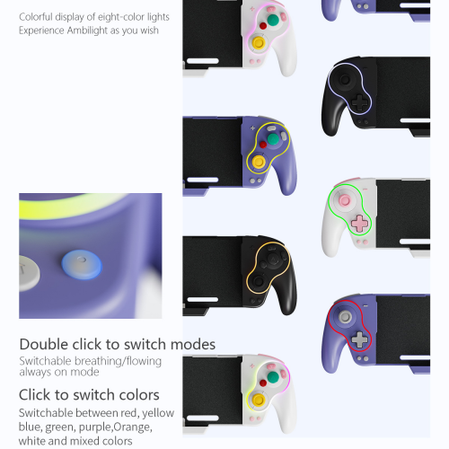 (Black) Retro GameCube Draadloze Switch Controller voor Nintendo Switch OLED, RGB Turbo Macro 1
