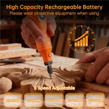 Cordless Rotary Tool, 5 Speed 3.7V Rechargeable Rotary Tool 3000-15000RPM, for Engraving, Sanding, Polishing, Drilling