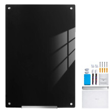 Pizarra Blanca Magnética de Vidrio-Duoku-36"x24"-Montaje en Pared-con Bandeja para Marcadores, Borrador y 2 Marcadores-Negro