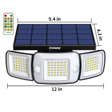 Intelamp zonnepanel projecteur, 6000mAh, 3 koppen, 1200 lumen, met dubbele bewegingssensoren voor buiten