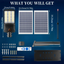 Farola solar de 80000LM con 2 paneles, sensor de movimiento, exterior jardín y estacionamiento