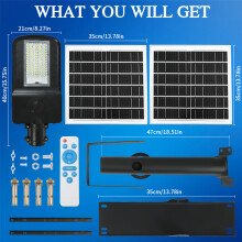 Farola solar con 2 paneles para exterior, sensor de movimiento, 70000LM, lámpara de pared para jardín