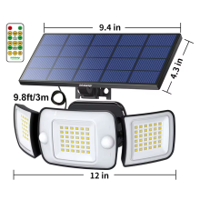 Intelamp zonneprojector met 3 koppen, 6000mAh accu, 2 bewegingssensoren voor tuin en garage