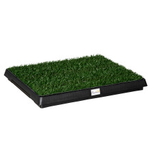 PawHut inodoro de bandeja para perro con césped artificial, 51x63x6 cm, verde y negro
