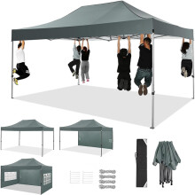 Harmaa 3x4.5m vedenpitävä pop-up-kasvihuone 4 sivuseinällä ja UPF 50+ aurinkosuojauksella