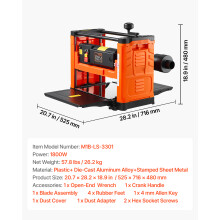 SucceBuy tafelrichtmachine, 13 inch, 1800W/2000W, met 2 rechte messen voor hard en zacht hout