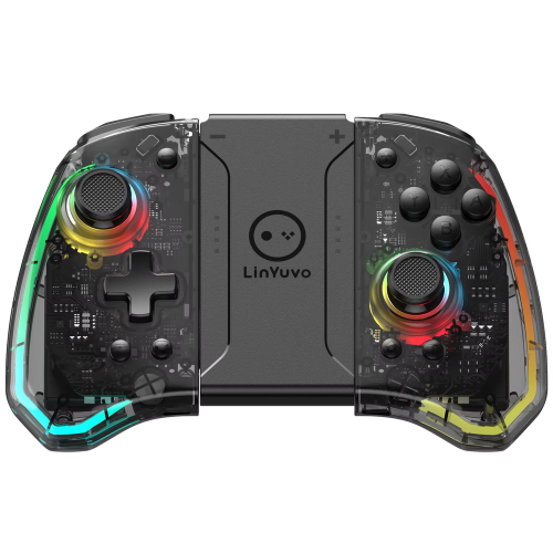 (Transparent Black) Trådløs Switch-kontroller for Nintendo Switch OLED Lite, RGB Turbo Macro
