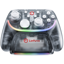 (Gray) Trådløs Switch-kontroller for Nintendo Switch PC with Charging Dock, Hall Joystick RGB