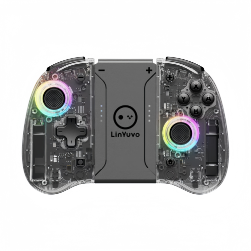 (Transparent White) Comando sem fios Switch (Split Pad) para Nintendo Switch OLED Lite, RGB Turbo Motion
