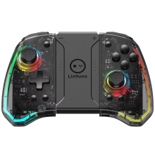 (Transparent Black) Comando sem fios Switch para Nintendo Switch OLED Lite, RGB Turbo Macro