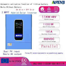 ANJ 11kW rinnakkain kytketty hybridi aurinkoinvertteri, 48V, WiFi, 2 kappaleen MPPT-laturilla