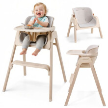 Silla alta evolutiva 3 en 1 beige - Moby System - Desde 6 meses hasta 15 kg - Silla baja con o sin bandeja