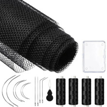 18x12 Inch Sew in Braid Hair Net Kit Soft Elastic Wig Mesh Net with Supporting Tools for Braids Hair Making