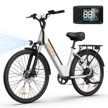 Urlife E26 elektrische fiets, 26 inch, 36V 13Ah verwijderbare accu, wit, voor woon-werkverkeer