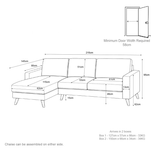 Snugg Furniture VENICE Universal L Shaped Corner Sofa Beige 1