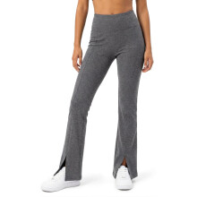 Damen Leggings Ausgestellt Baumwolle mit Hohem Bund Grau XXL — damen leggings flare, leggings große größen