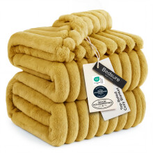 Bedsure Soft Full Size Fleece Blankets for Bed Yellow 84"x90"