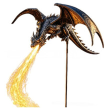 Solar LED Dragon Garden Stake Light Outdoor Waterproof Dinosaur Statue Fire Breath Lamp Lawn Yard Pathway Decor Gift