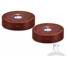 2 Pcs Rotating Display Stand LED 360 USB, Vintage, Walnut Color Motorized Turntable Base with LED Lights A