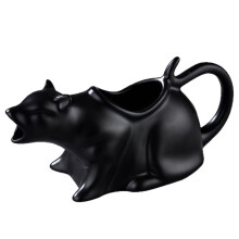 Puking Cat Gravy Boat, Ceramic Animal Creamer Dispenser for Coffee, Tea, Parties & Home Decor(250ML) Black