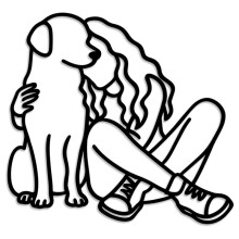 Woman Holding Dog Metal Wall Decor - Dog Lover Room Decor Simple Black Wall Art Home Decor for Living Room,Pet Shop