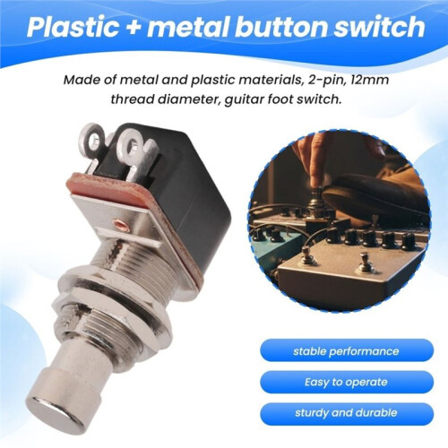 2pcs Momentary Touch Foot  Normally Open SPST 2 PIN Stomp Box Push Button Footswitch for Guitar 2