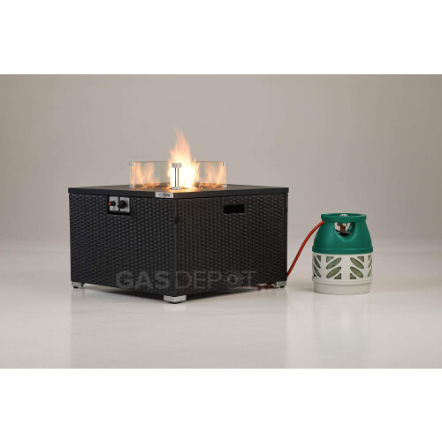 REALGLOW Warmpact Rattan Gas Fire Pit 13kW - Black, Square 1