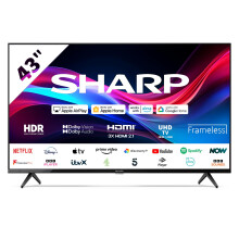 Sharp 43GJ4225K 43 Inch 4K UHD Frameless LED Roku Smart TV – Dolby Vision, HDR10, HLG, HDMI 2.1 with eARC, 3x HDMI, 2x USB, Apple AirPlay, Google