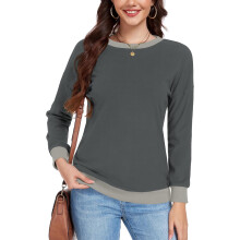 Damen Pullover Sweatshirt Langarm Casual Elegant Dunkelgrau Größe S