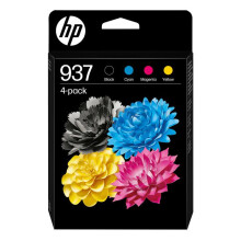 HP 937 Pacco da 4 cartucce d'inchiostro nero, ciano, giallo e magenta originali (6C400NE) - Per HP OfficeJet Pro 9100, 9700