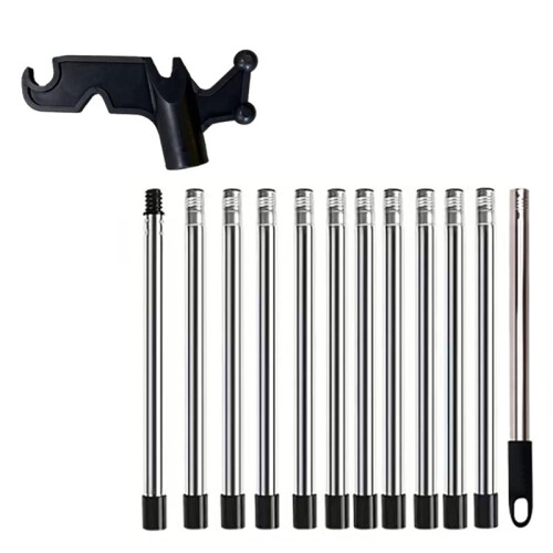 Expandable Light Hanger Pole -12 Section Interlocking Rods 14.7Ft Outdoor String Light Installation Tools