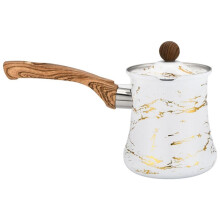 250ML Stainless Steel Milk Frother Pitcher,Wood Handle,Drip Spout, Stovetop Coffee Warmer, Narrow Spout, Home Countertop