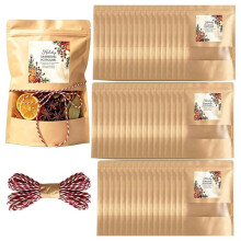 50 Set Simmer Pot Bags with Stickers, for Paper Bags with Window for Simmer Pot Kit Gifts Help Protect Contents