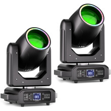 Conjunto de 2 Cabeças Móveis LED 200W, Iluminação de Palco, 7+1 Cores, 12 Gobos, DMX512, Para Festas e Discotecas