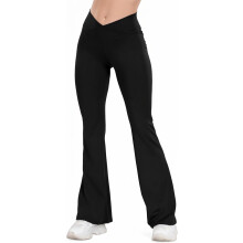 Damen Sport-Leggings Ausgestellt Flare Push-Up Figurformend Schwarz L