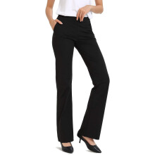 Damen Eleganze Elastische Bootcut Yoga Hose Schwarz XXL — damenhose bootcut, yogahose damen, stretch hose damen