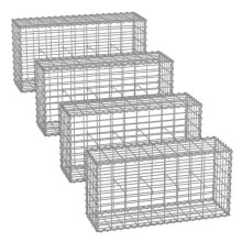 Gabion Set aus 4 für Steinkäfig aus Metall, Steinkorb, Maschenweite 5 x