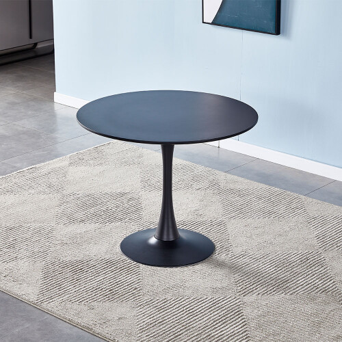 Round Dining Table - 90cm Black MDF Top with Metal Tulip Base 1